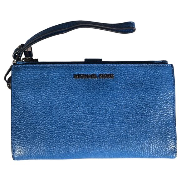 Michael Kors Jet Set Travel LG Double Zip Wristlet Wallet Blue - Picture 1 of 8
